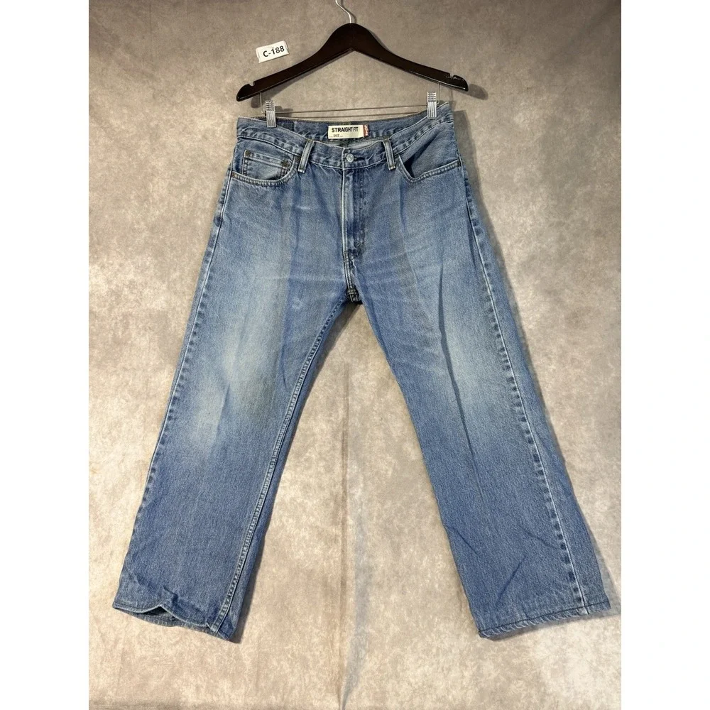 Levis 505 Y2K Jeans Mens 34x30 Medium Wash Denim Regular Fit Straight Leg Blue